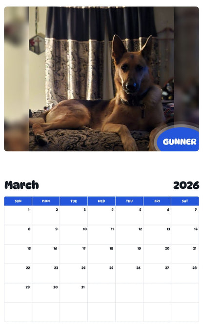 November 2025 - October 2026 GUNNER - Pawidols Pet Calendar