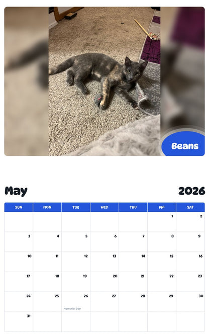2026 - 2027 Beans - Pawidols Pet Calendar