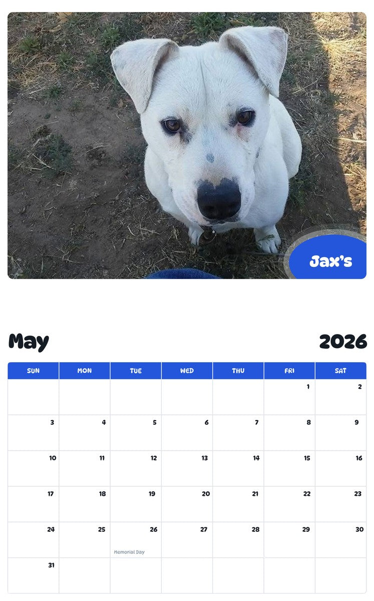 2026 - 2027 Jax’s - Pawidols Pet Calendar