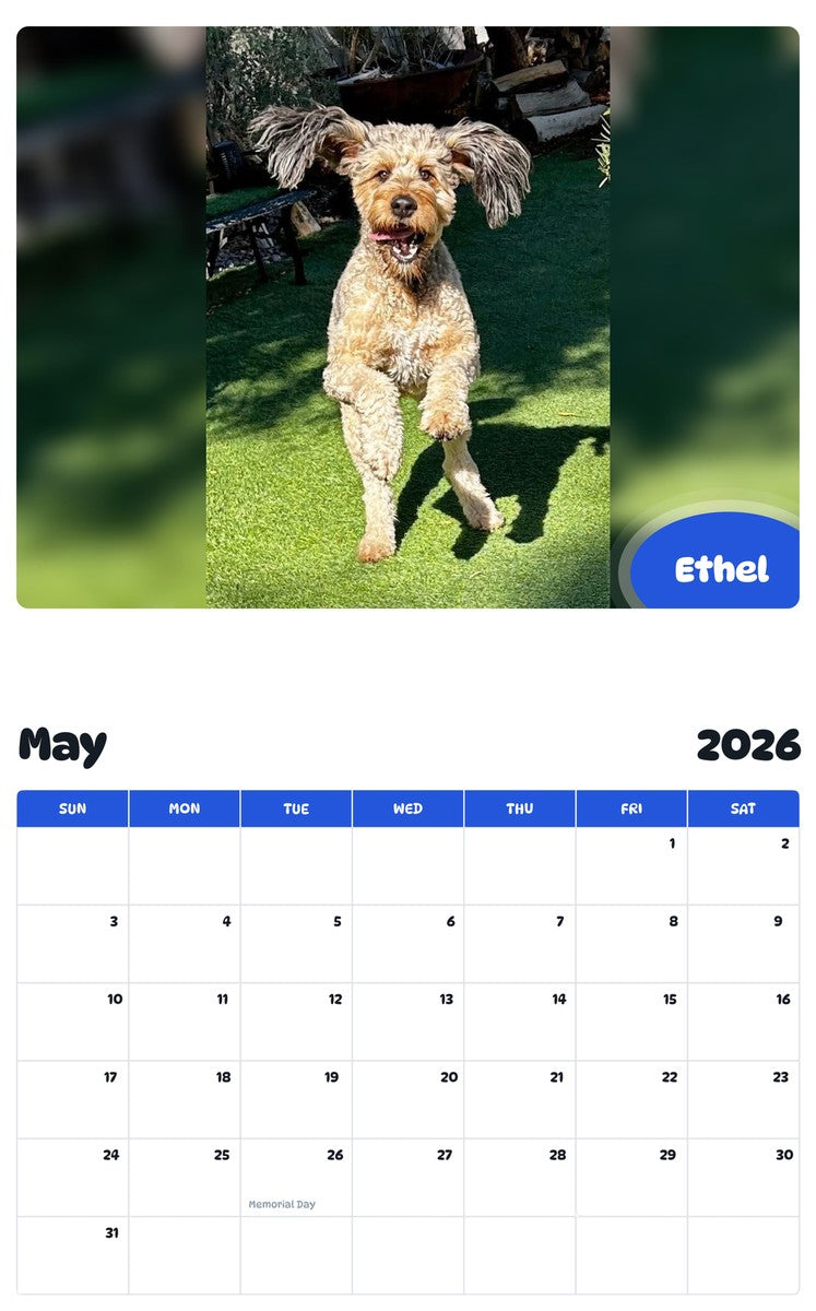 2026 - 2027 Ethel - Pawidols Pet Calendar
