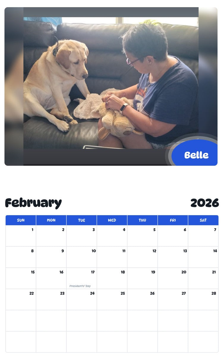 October 2025 - September 2026 Belle - Pawidols Pet Calendar