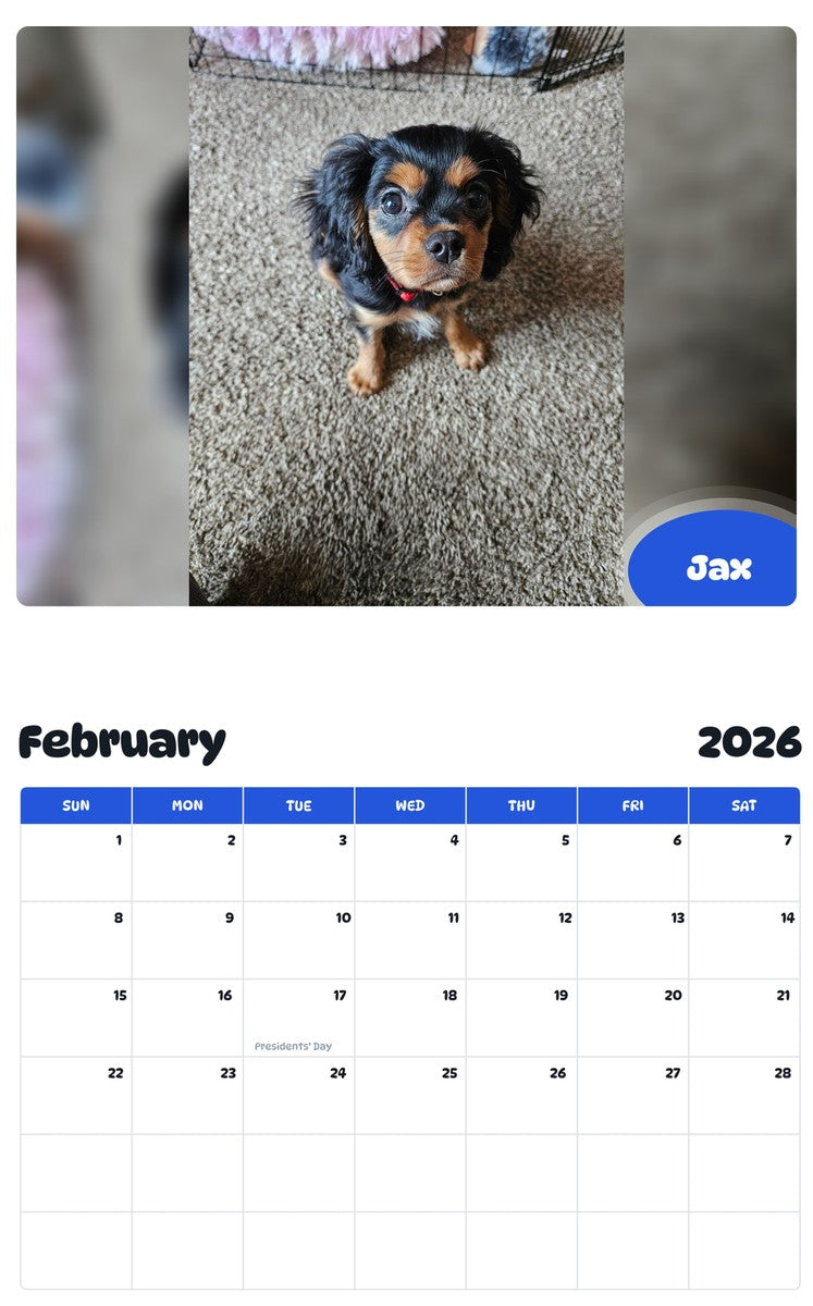 October 2025 - September 2026 Jax - Pawidols Pet Calendar