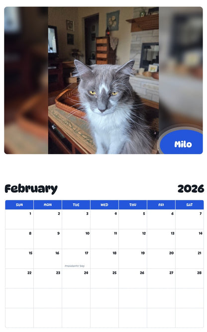 October 2025 - September 2026 Milo - Pawidols Pet Calendar