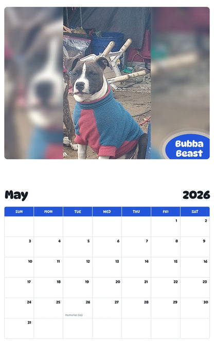 2026 - 2027 Bubba Beast - Pawidols Pet Calendar