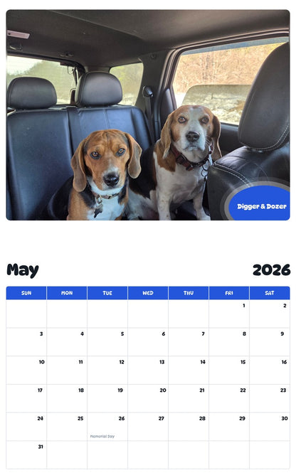 2026 - 2027 Digger & Dozer - Pawidols Pet Calendar
