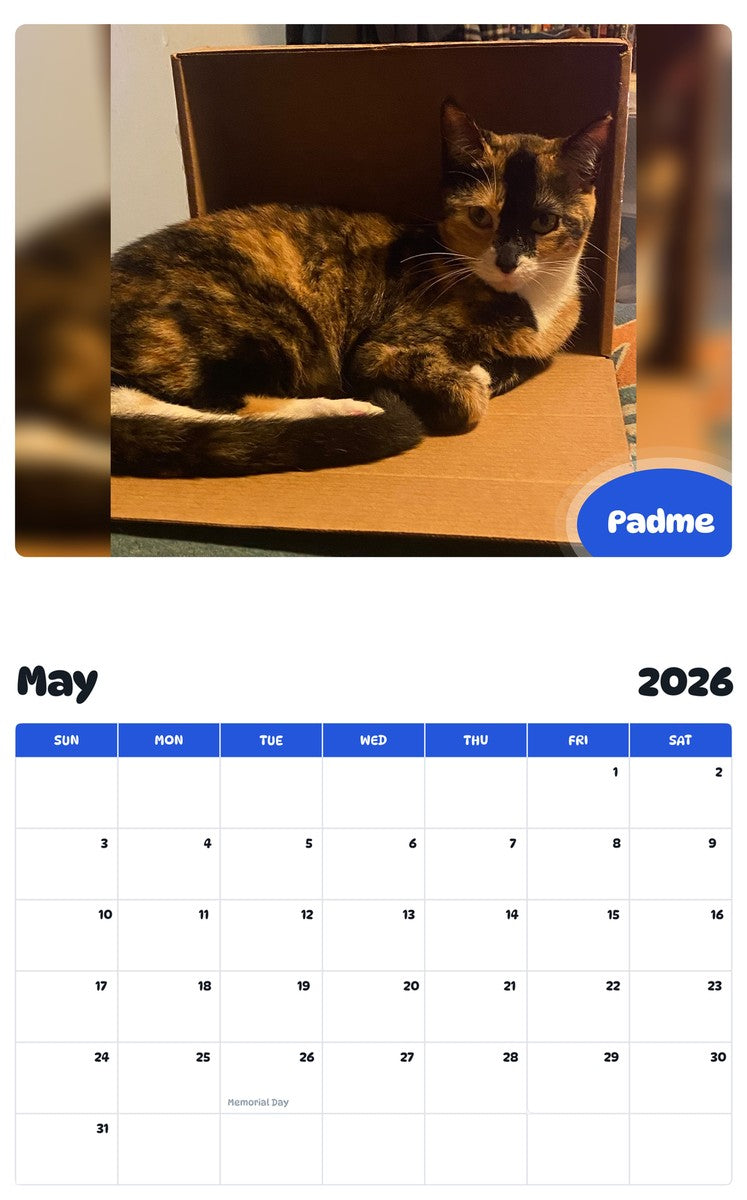 2026 - 2027 Padme - Pawidols Pet Calendar