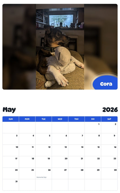2026 - 2027 Cora - Pawidols Pet Calendar