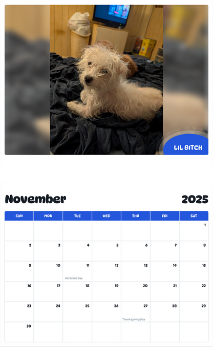 July 2025 - June 2026 Lil bitch - Pawidols Pet Calendar