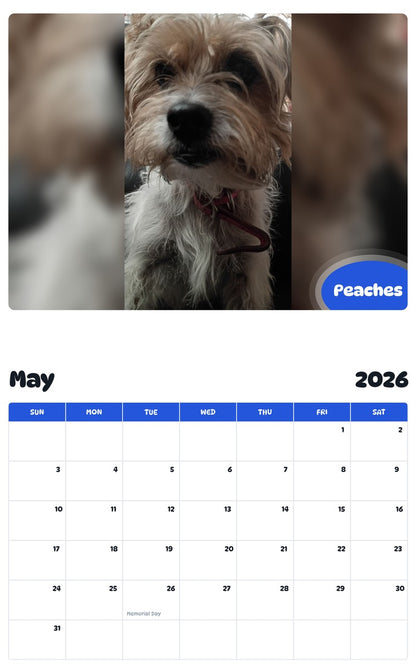 2026 - 2027 Peaches - Pawidols Pet Calendar