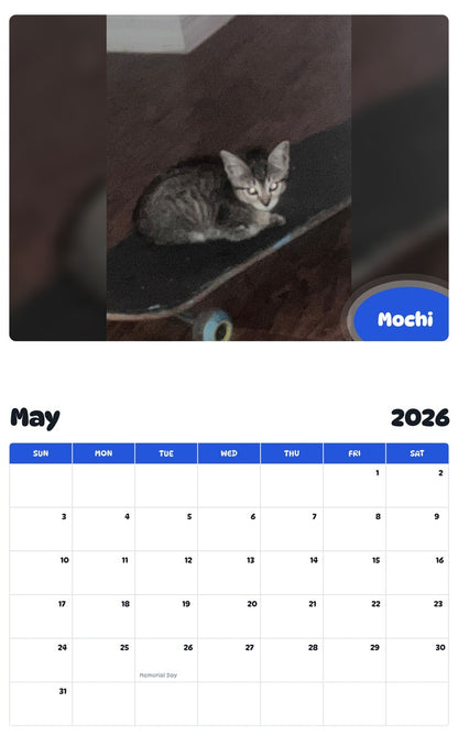2026 - 2027 Mochi - Pawidols Pet Calendar