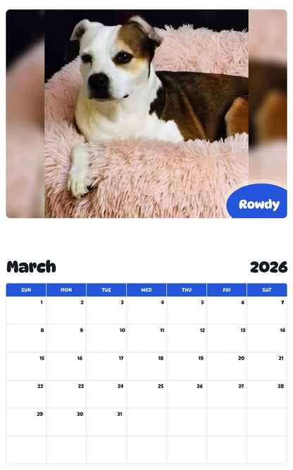 November 2025 - October 2026 Rowdy - Pawidols Pet Calendar