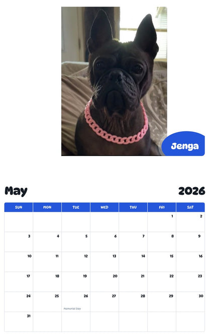 2026 - 2027 Jenga - Pawidols Pet Calendar