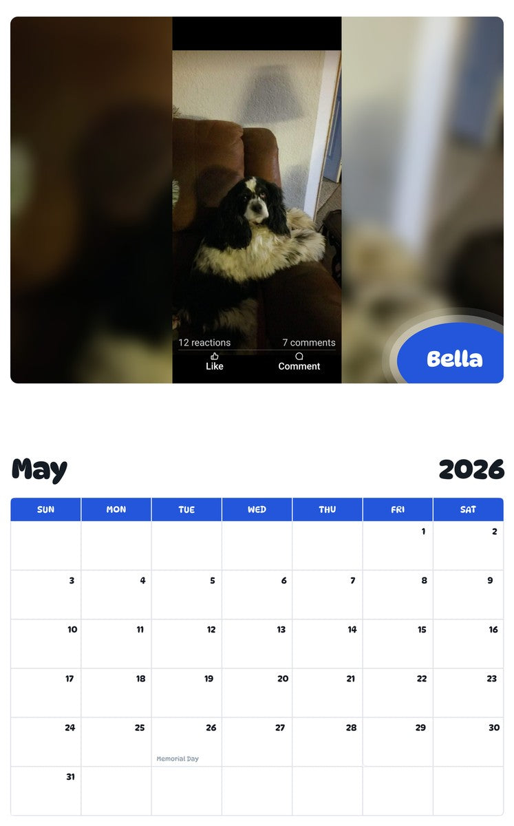 2026 - 2027 Bella - Pawidols Pet Calendar