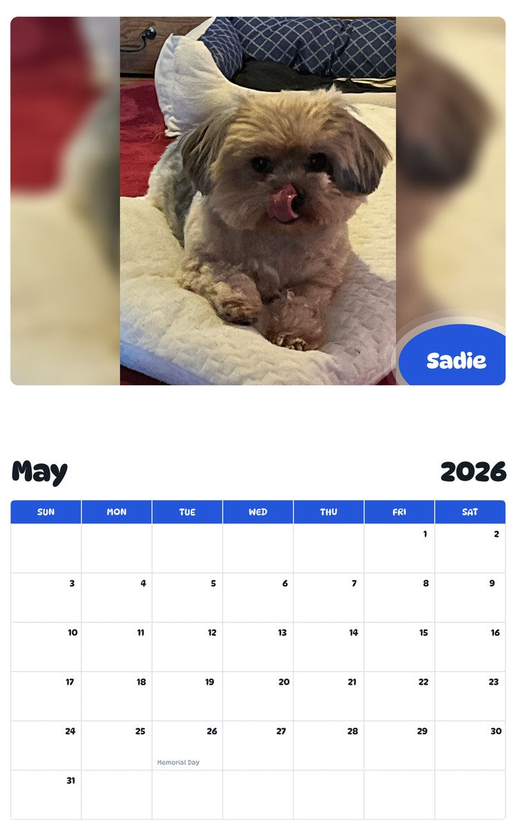 2026 - 2027 Sadie - Pawidols Pet Calendar
