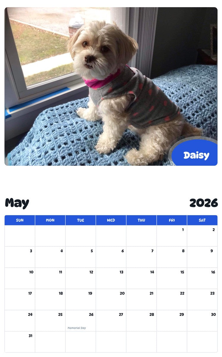 2026 - 2027 Daisy - Pawidols Pet Calendar