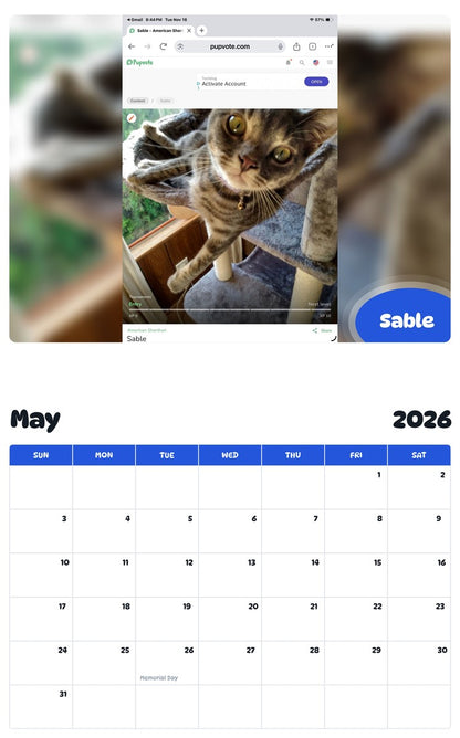 2026 - 2027 Sable - Pawidols Pet Calendar