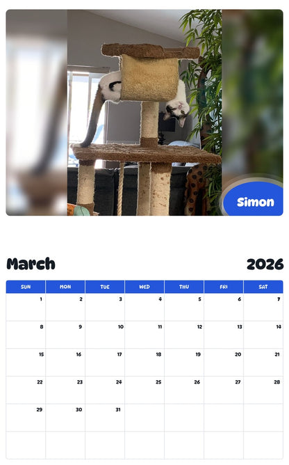November 2025 - October 2026 Simon - Pawidols Pet Calendar