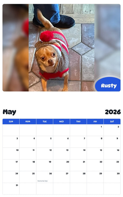 2026 - 2027 Rusty - Pawidols Pet Calendar