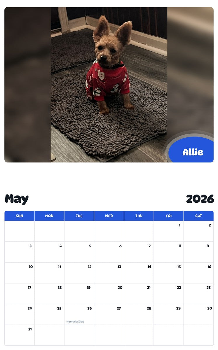 2026 - 2027 Allie - Pawidols Pet Calendar