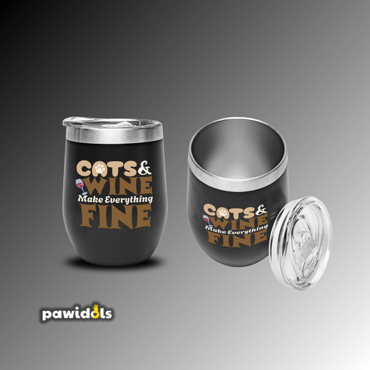 Cats & Wine Make Everything Fine Wine Tumbler