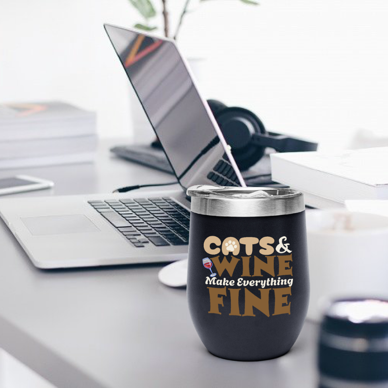 Cats & Wine Make Everything Fine Wine Tumbler