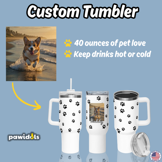 Custom Personalized Travel Tumbler with Handle and Straw