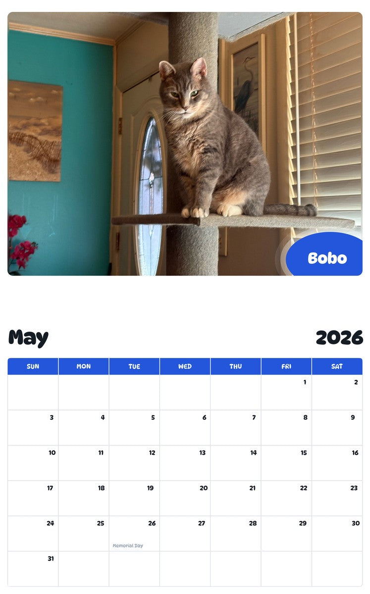 2026 - 2027 Bobo - Pawidols Pet Calendar