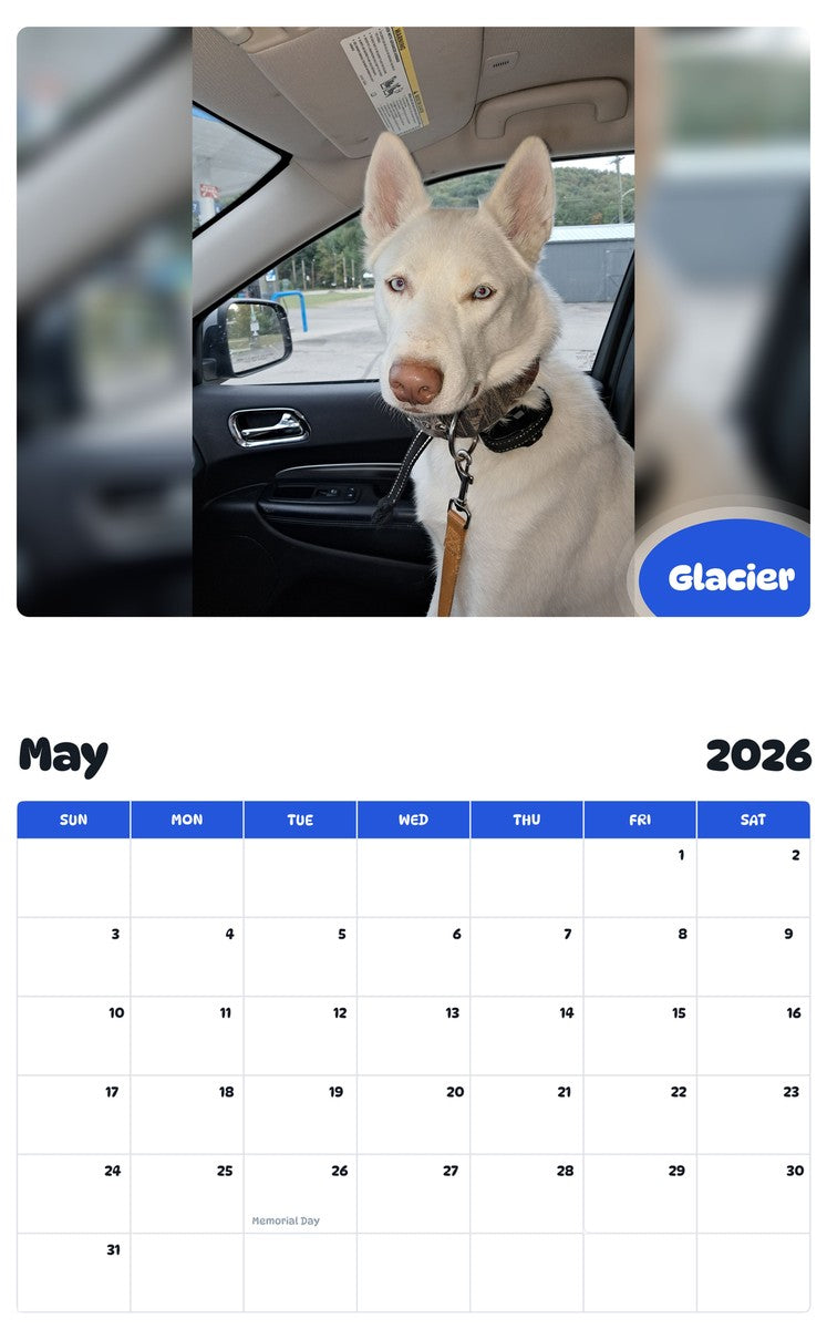 2026 - 2027 Glacier - Pawidols Pet Calendar
