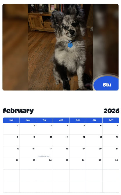 October 2025 - September 2026 Blu - Pawidols Pet Calendar
