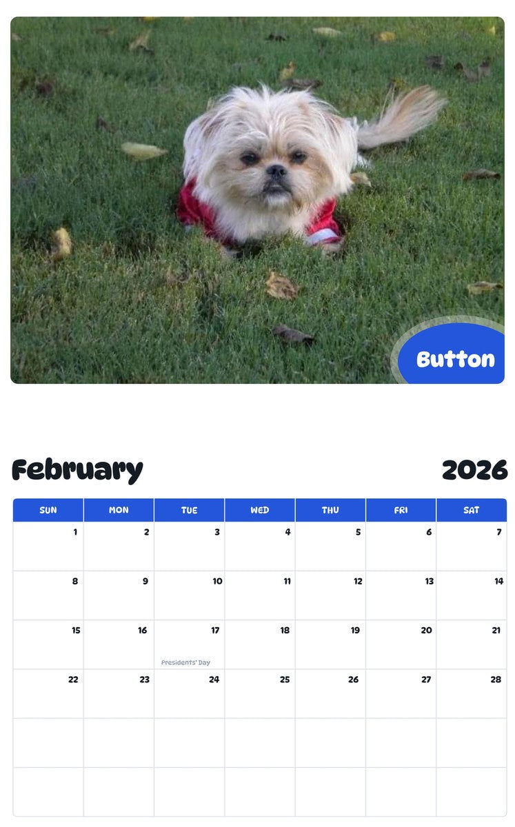 October 2025 - September 2026 Button - Pawidols Pet Calendar