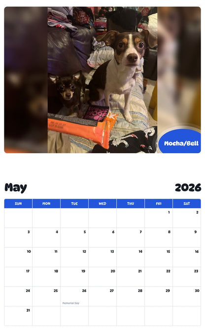2026 - 2027 Mocha/Bell - Pawidols Pet Calendar