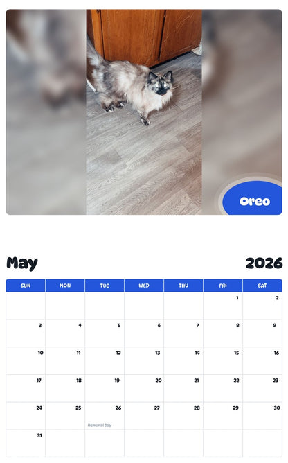 2026 - 2027 Oreo - Pawidols Pet Calendar