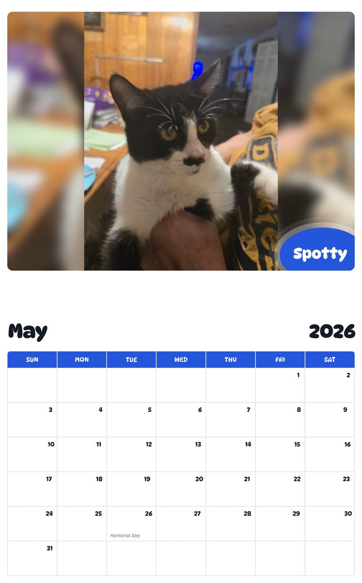 2026 - 2027 Spotty - Pawidols Pet Calendar