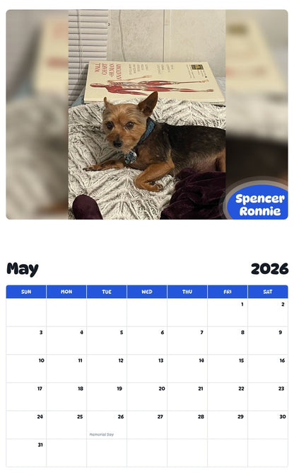 2026 - 2027 Spencer Ronnie - Pawidols Pet Calendar