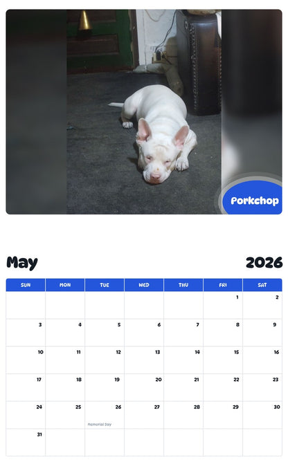 2026 - 2027 Porkchop - Pawidols Pet Calendar