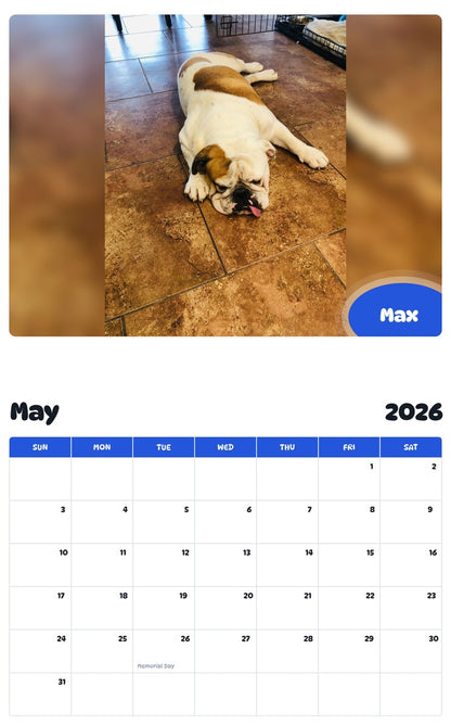 2026 - 2027 Max - Pawidols Pet Calendar