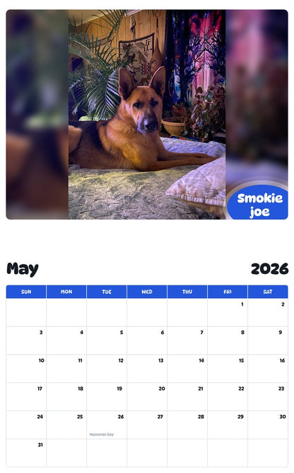 2026 - 2027 Smokie joe - Pawidols Pet Calendar