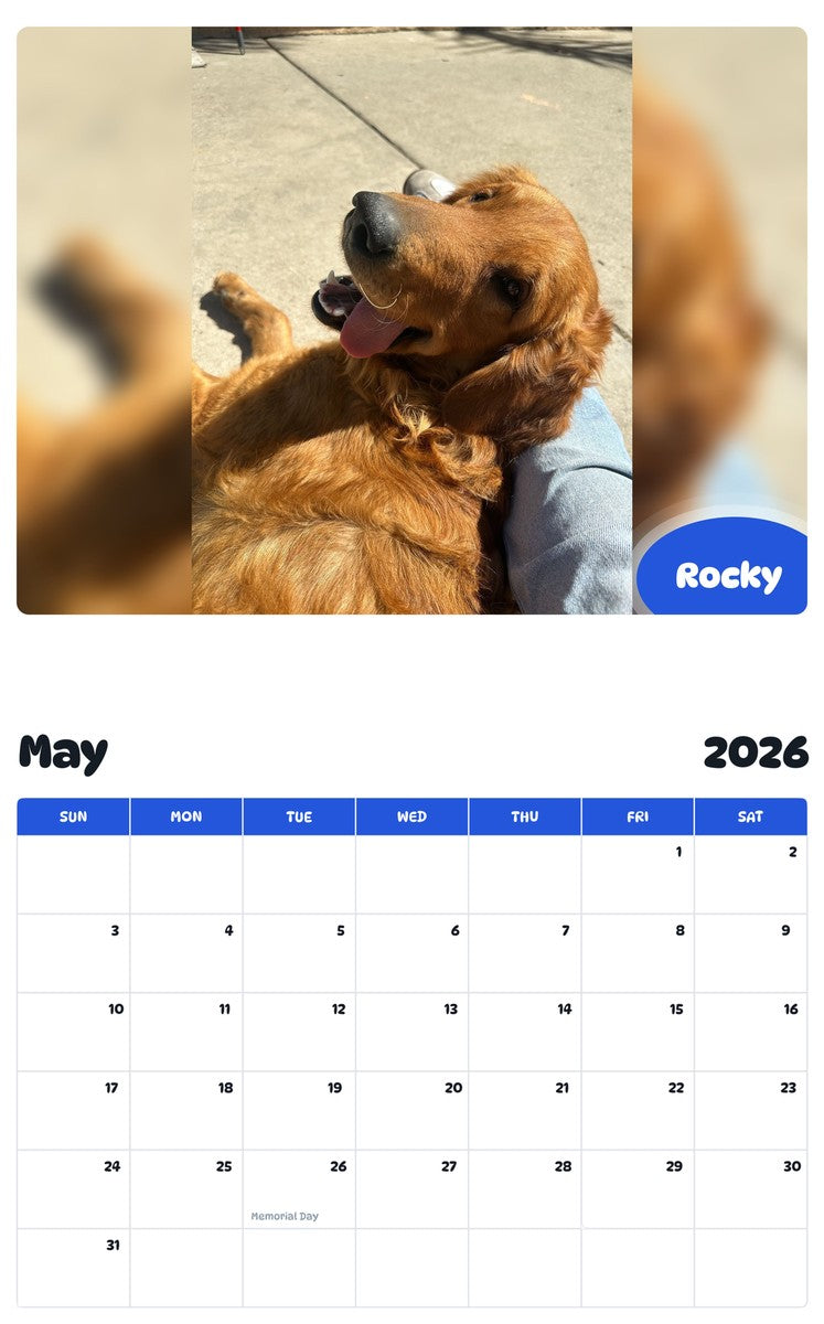 2026 - 2027 Rocky - Pawidols Pet Calendar