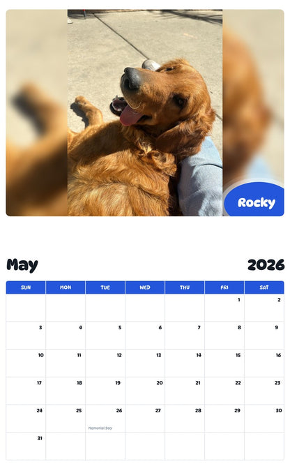 2026 - 2027 Rocky - Pawidols Pet Calendar