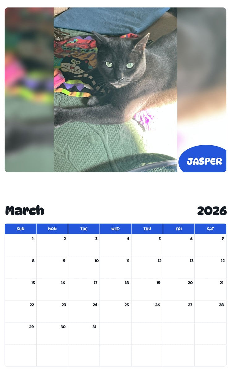 November 2025 - October 2026 JASPER - Pawidols Pet Calendar
