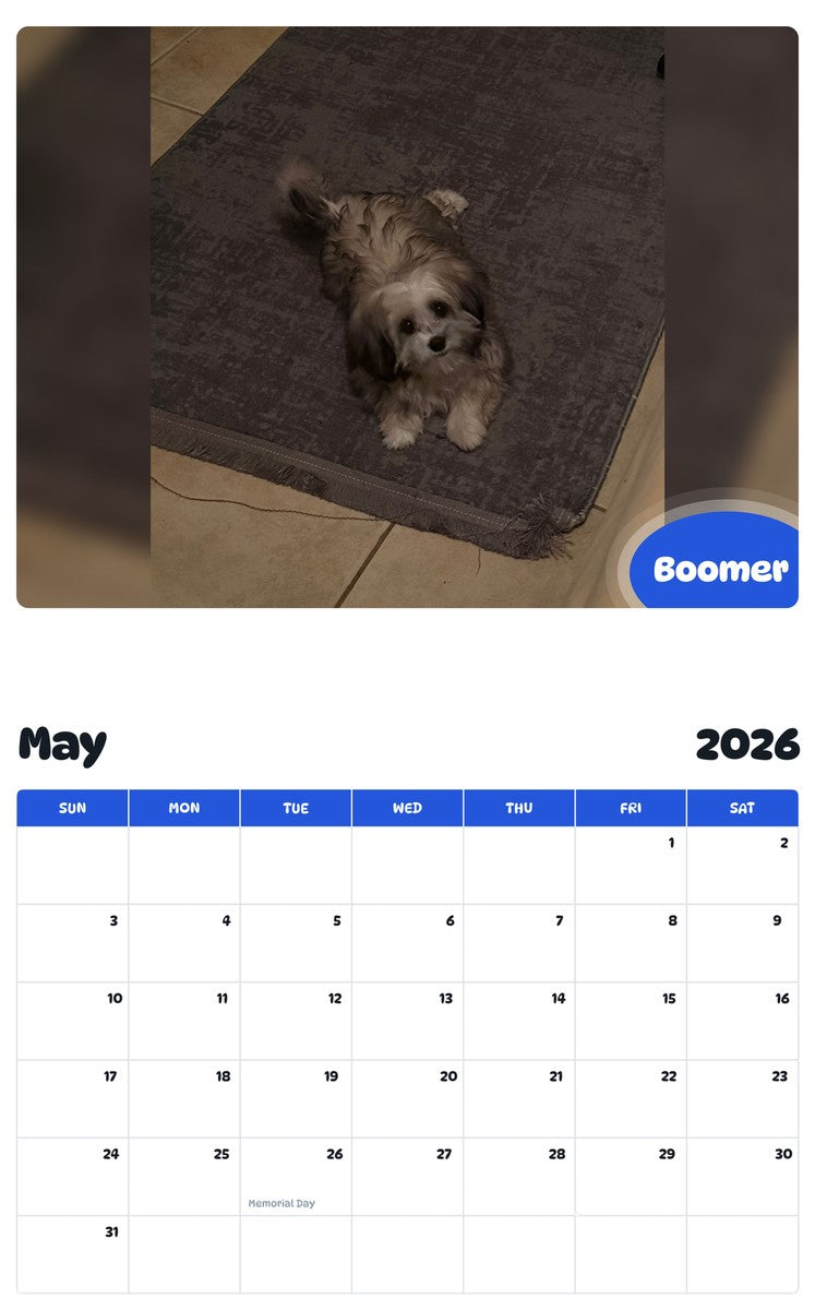 2026 - 2027 Boomer - Pawidols Pet Calendar