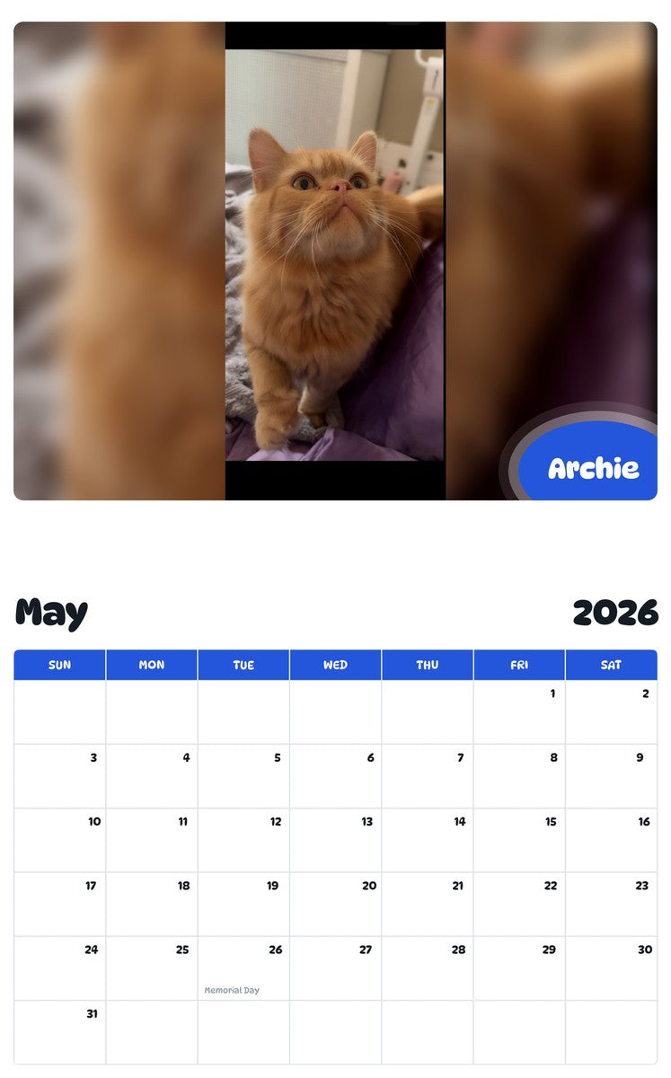 2026 - 2027 Archie - Pawidols Pet Calendar