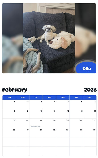 October 2025 - September 2026 Olie - Pawidols Pet Calendar