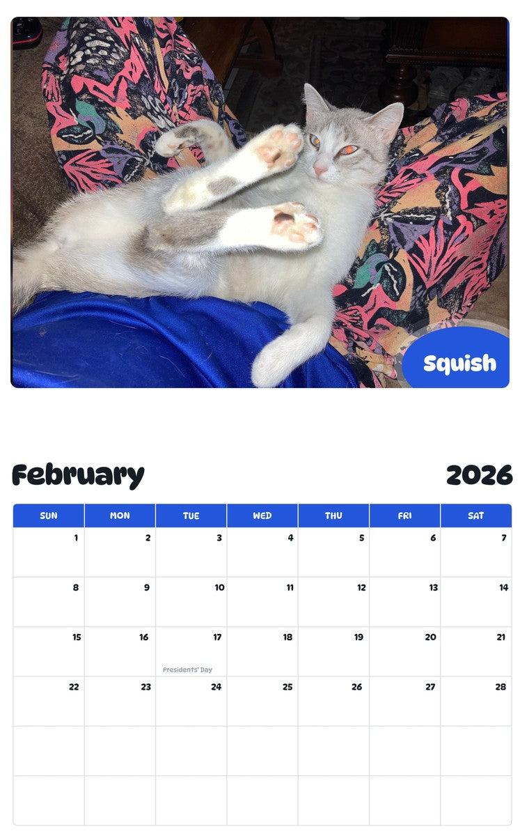 October 2025 - September 2026 Squish - Pawidols Pet Calendar