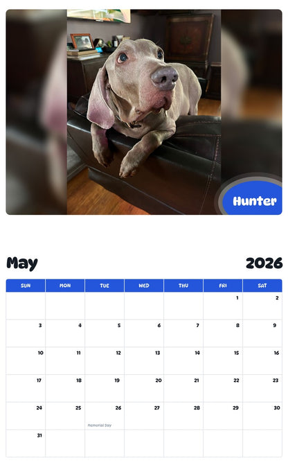 2026 - 2027 Hunter - Pawidols Pet Calendar