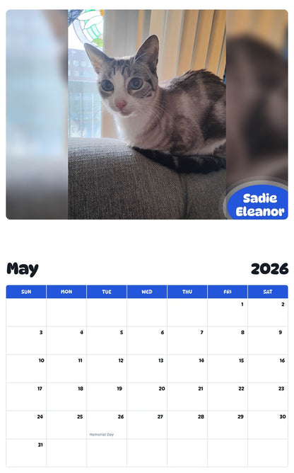 2026 - 2027 Sadie Eleanor - Pawidols Pet Calendar