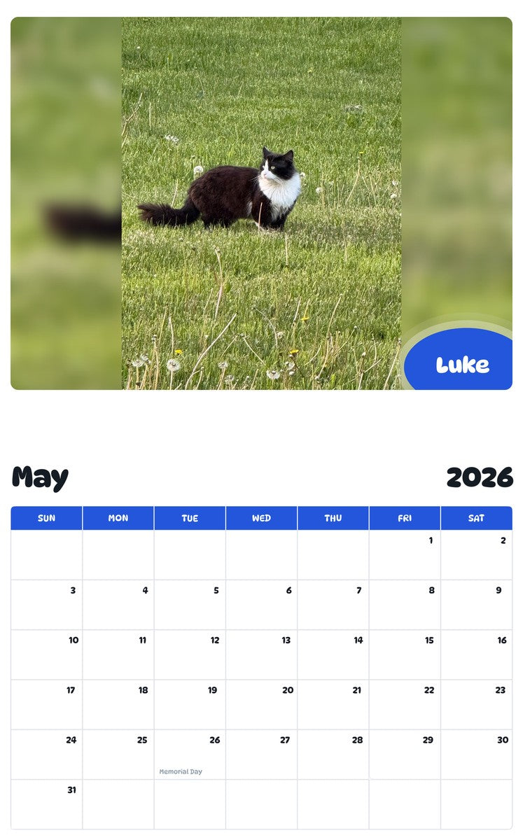 2026 - 2027 Luke - Pawidols Pet Calendar