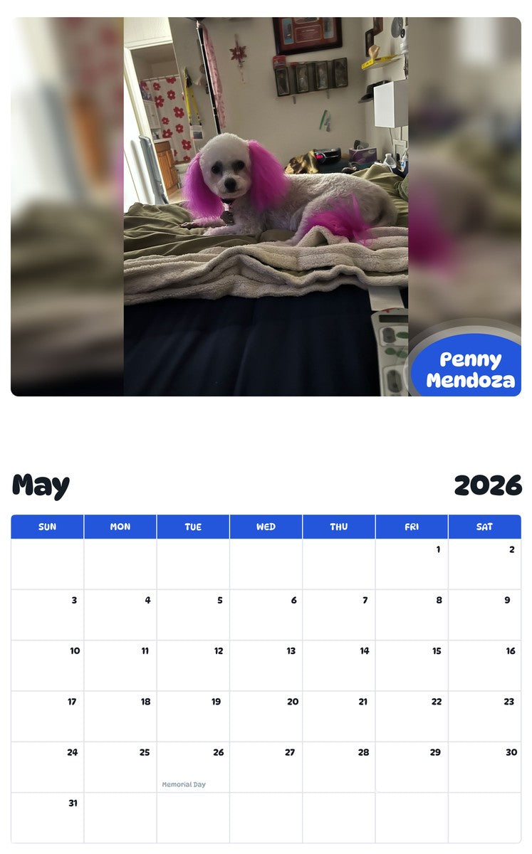 2026 - 2027 Penny Mendoza - Pawidols Pet Calendar