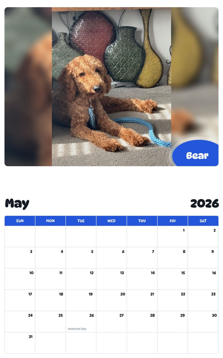 2026 - 2027 Bear - Pawidols Pet Calendar