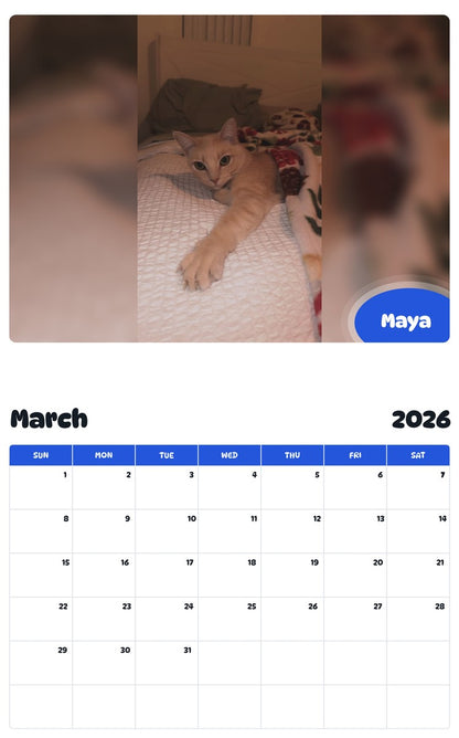 November 2025 - October 2026 Maya - Pawidols Pet Calendar